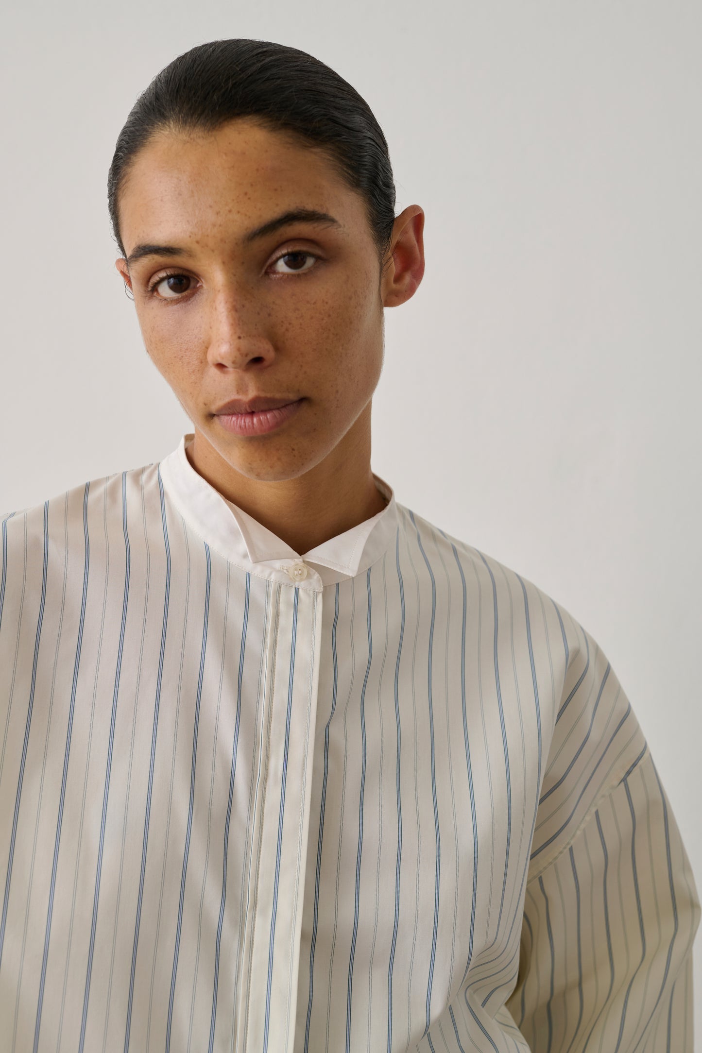 Chemise Idesia - Écru/Bleu - Coton - Femme