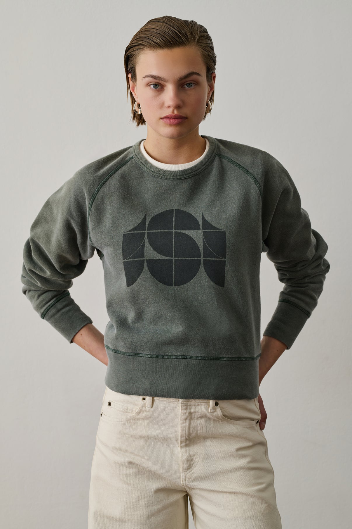 Sweatshirt Apollo - Gris Vert - Coton - Femme vue 3